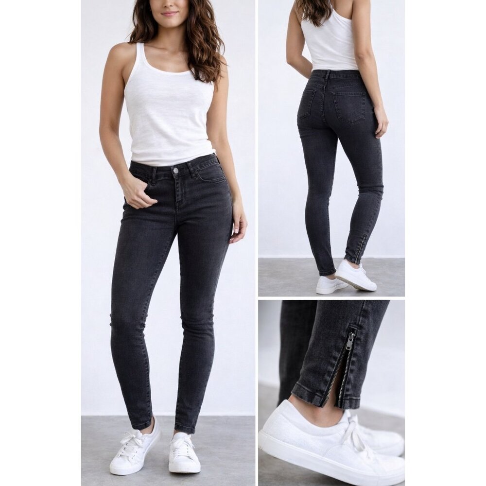 👖 The Limited Washed Charcoal Black Legging Jean Zipper Ankle 2 👖